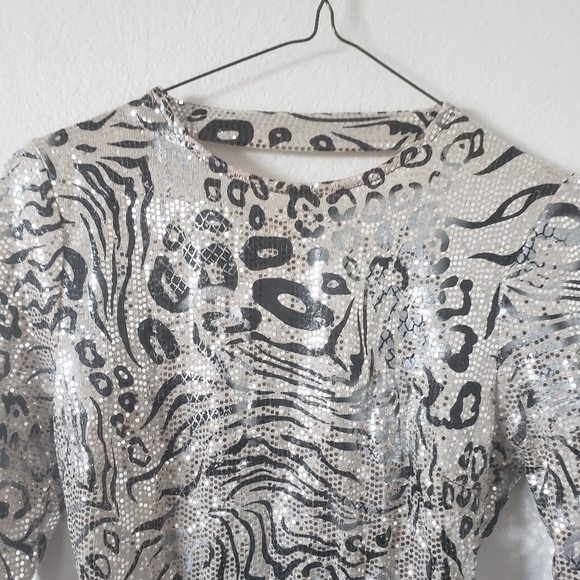 A3 Design Silver Animal Print Bodycon Dress Size Small - Picture 2 of 10